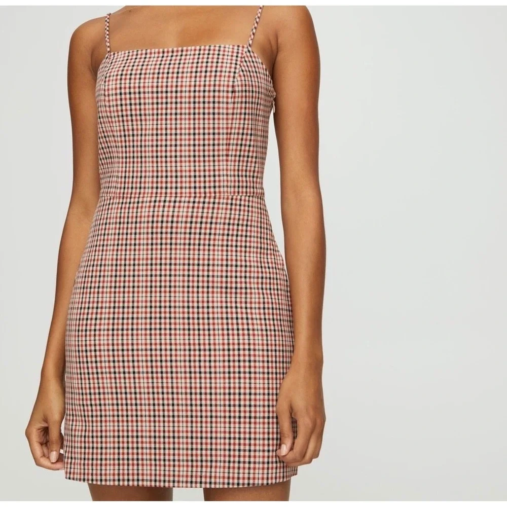 NWOT Aritzia Wilfred Isabelle Boho Preppy Retro Academia Plaid Mini Dress 2